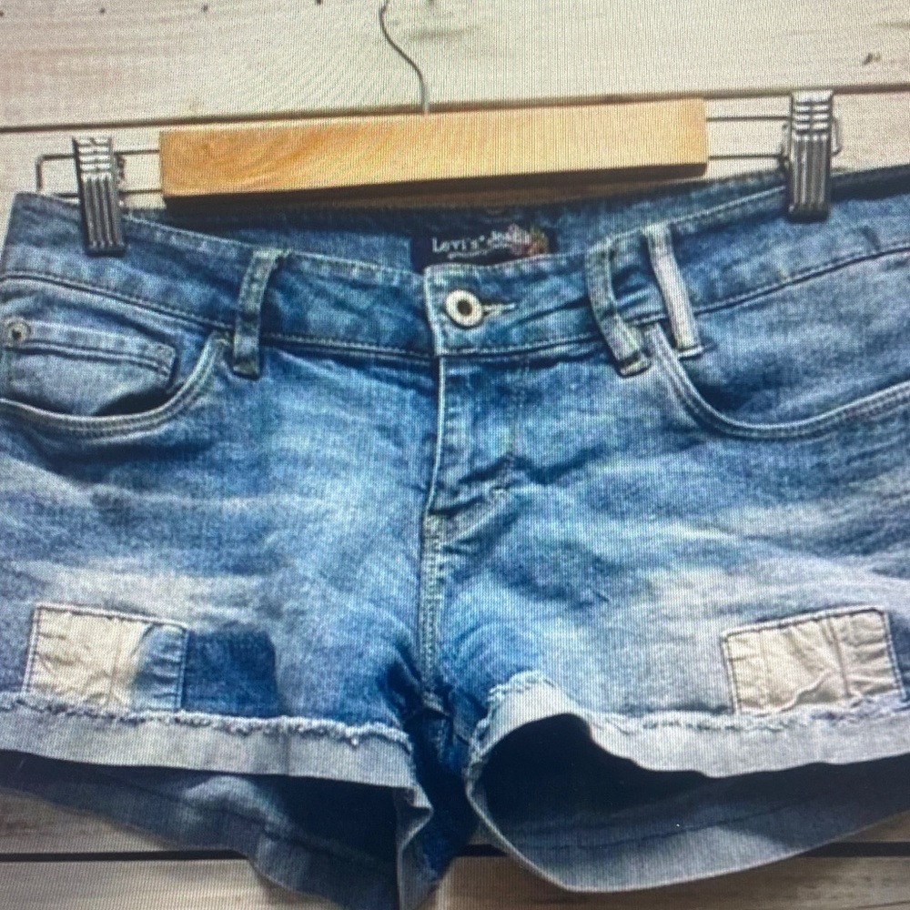 Levi's Women's Light Blue Denim Patchwork Shorts